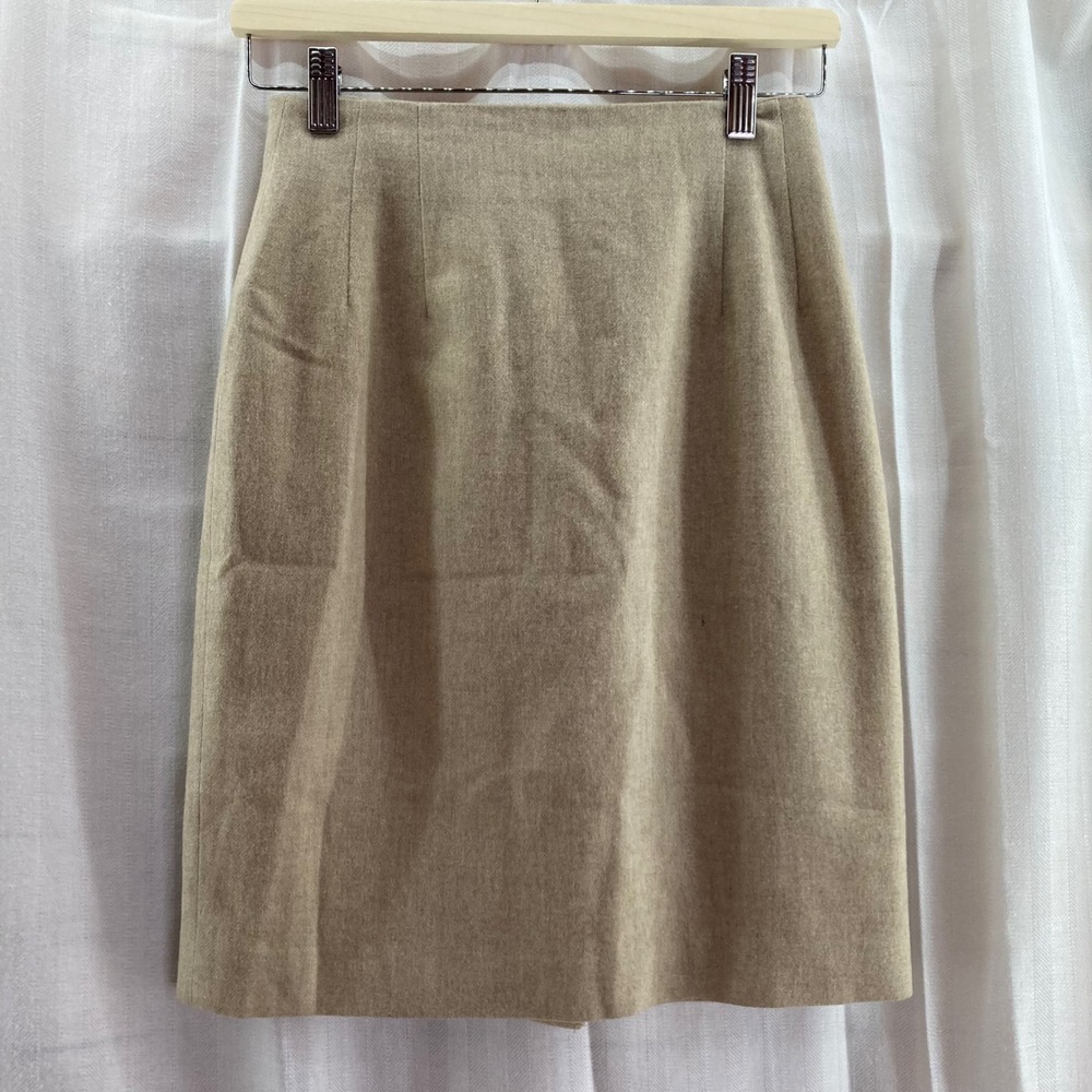 Vtg Petite Sophisticate Skirt Tan Wool‎ Blend Career Business Office